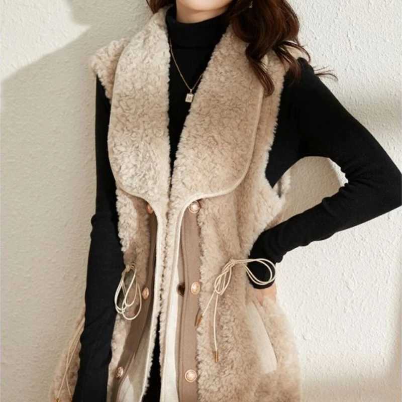 Splicing Lamb Plush Vest for Women Lightweight Padded Sleeveless Waistcoat Woman Coats on Sale New Outerwear Demi-season ElegantT251129