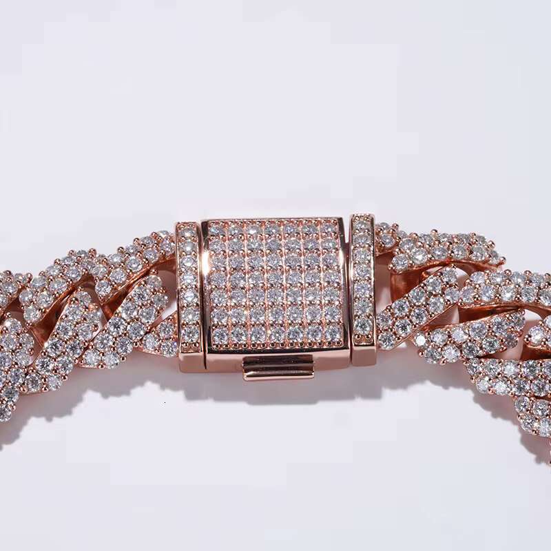 Starsgem Silver Chain Moissanite Bracelet 7.5 Inches Cuban Link