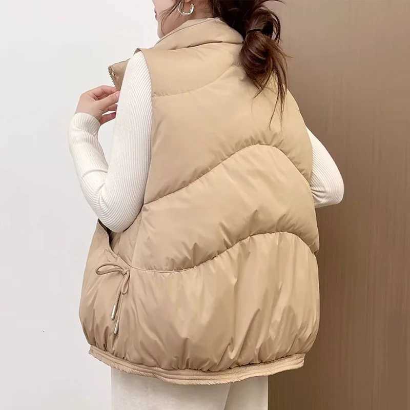 Down Cotton Womens Vest 2025 New Fashion Waistcoat Versatile Autumn Winter Solid Color Waistcoat Warm Jacket Womens Vest H522T251129