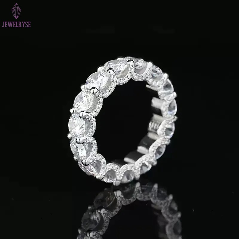 Wholesale Real 10K 14K 18K Solid Gold Moissanite Eternity Engagement Band Ring Iced Out Vvs Lab Grown Diamond Wedding Ring