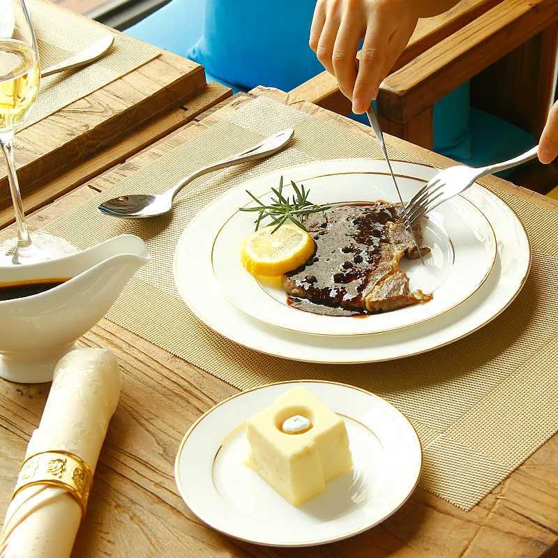 Luxury 3pcs/lot 1086 inch real bone dinner plates golden li dishes and plates sets cake plate servies porcelain platter Y251129