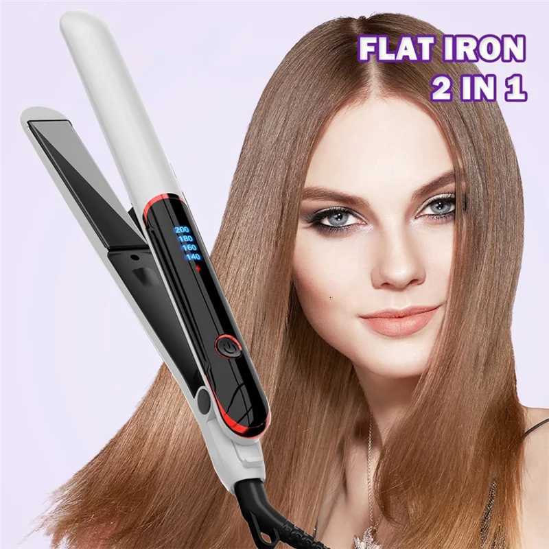 AT28-Professional Hair Straightening Iron Flat Iron Coating Fast Heating Digital Control Unit Curling FunctionT251129