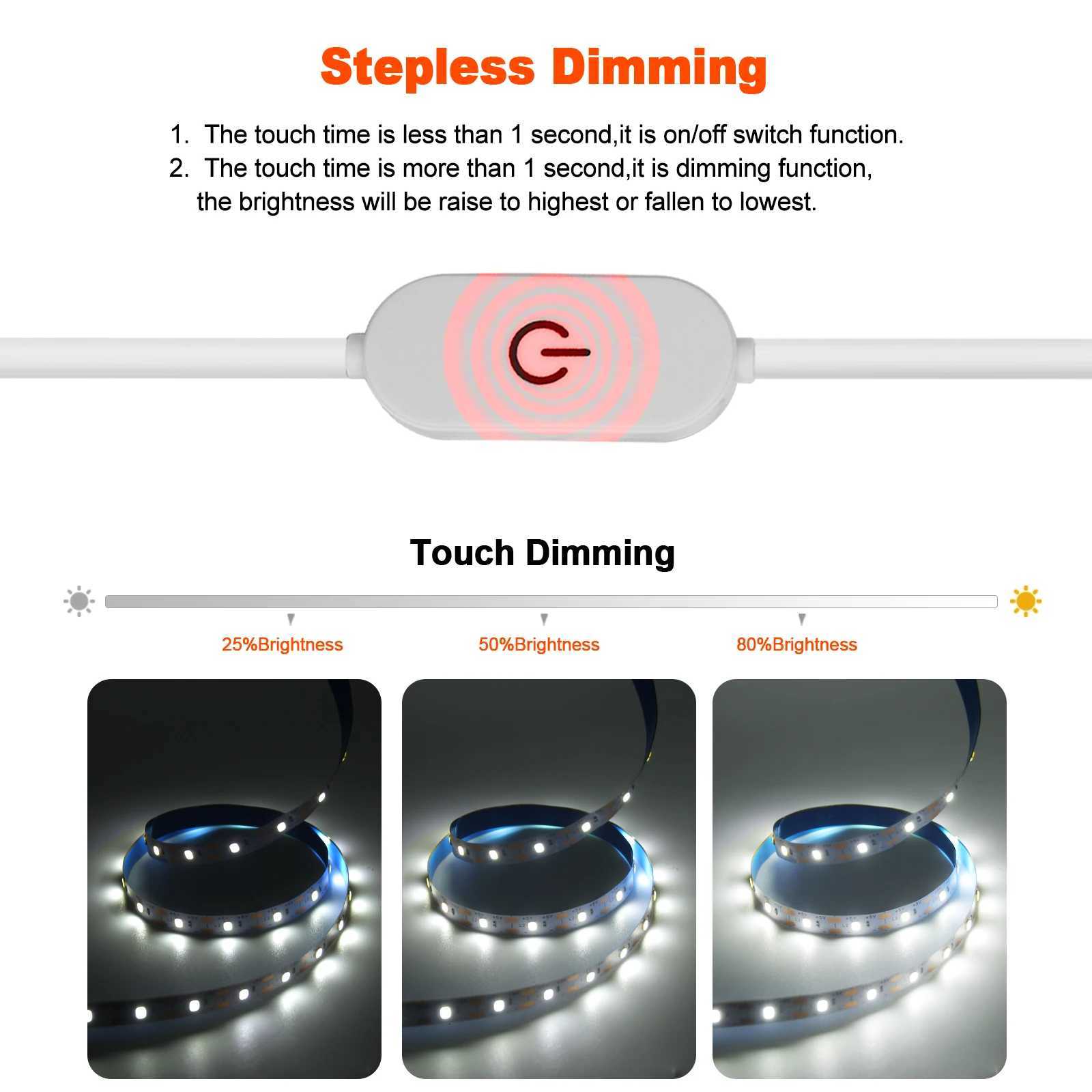 USB DC5V 2835 LED Strip Light Tape With Hand Sweep/Dimmer/ON OFF Switch Flexible Ribbon for Kitchen Room Cabinet TV Backlight M251129