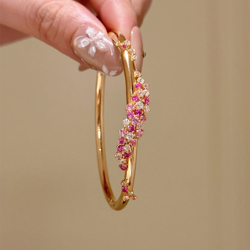 TaiYang New Designer Butterfly Bracelet for Women,Gold Plated Copper jewelry bangle Full Zirconia Teardrop Bangle with Elegant Floral Accents gift
