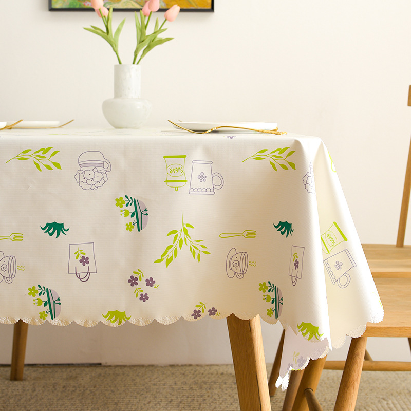 A859 small fresh pastoral pvc tablecloth waterproof and oil-proof washable ins net red desk dining table tablecloth coffee table mat rectangular