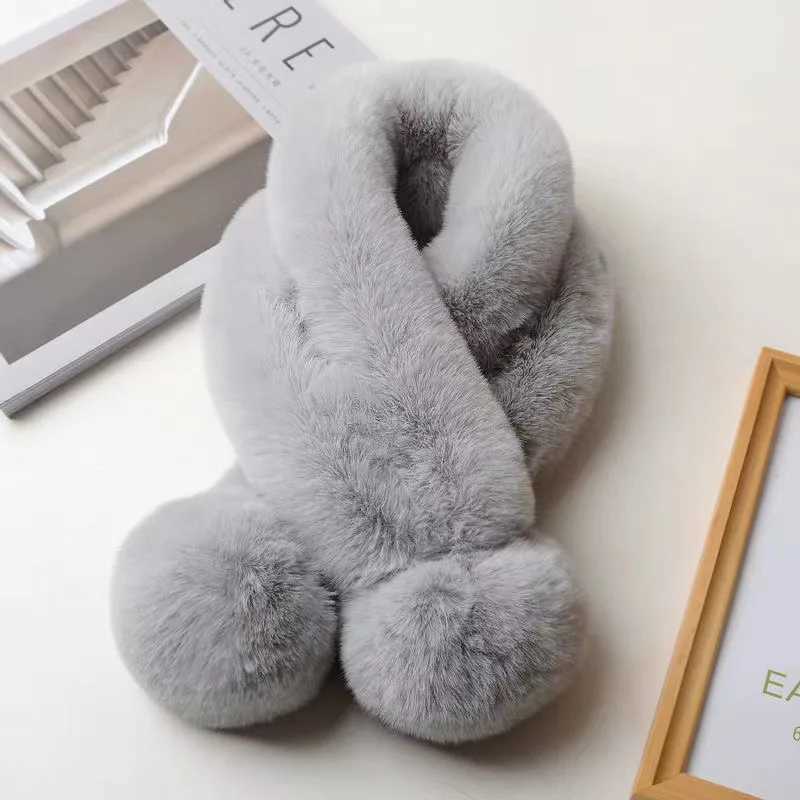 Rabbit Fur Scarf Women Winter Warm Soft Furry Scarves Casual Female Lady Outdoor Neck Warmer Collar Snood Gifts for Her 70cmJ251129