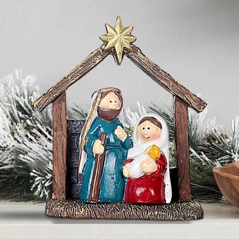 Manger Scene Resin Figurine Christmas Decoration Holy Family Manger Scene Nativity Figures Christmas Nativity Scene Ornament H251129