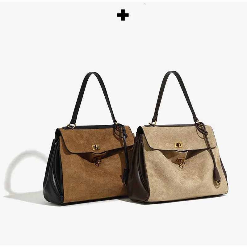 brand Frosted Leather Tote Bag Large Capacity Handbag For Women With Lock Handheld Shoulder Crossbody Briefcase Work Bags K251128