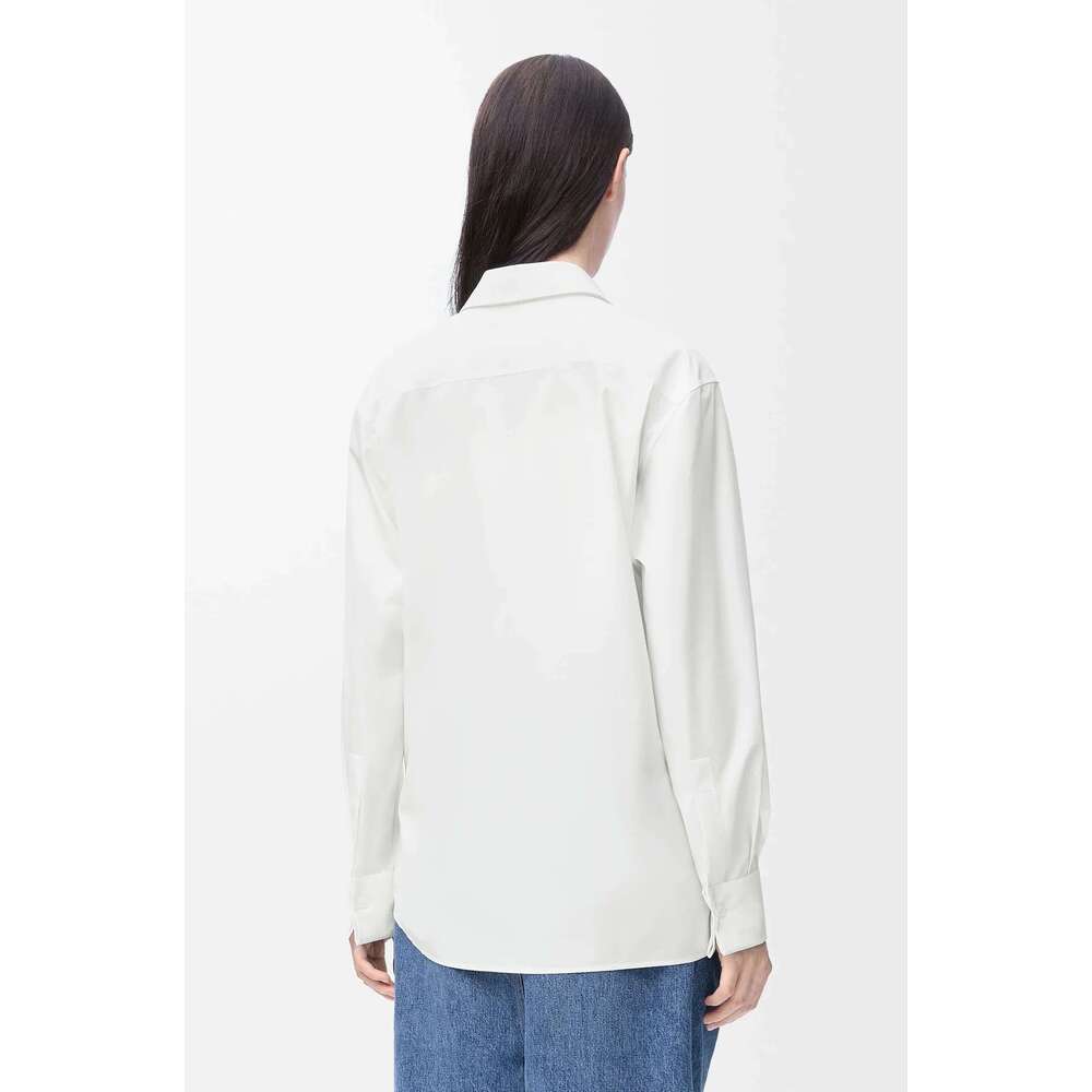 25 Spring And Summer New Long Sleeve Waist Shirt Women Irregular Lacing Leather Label Design Slim Temperament Blouse