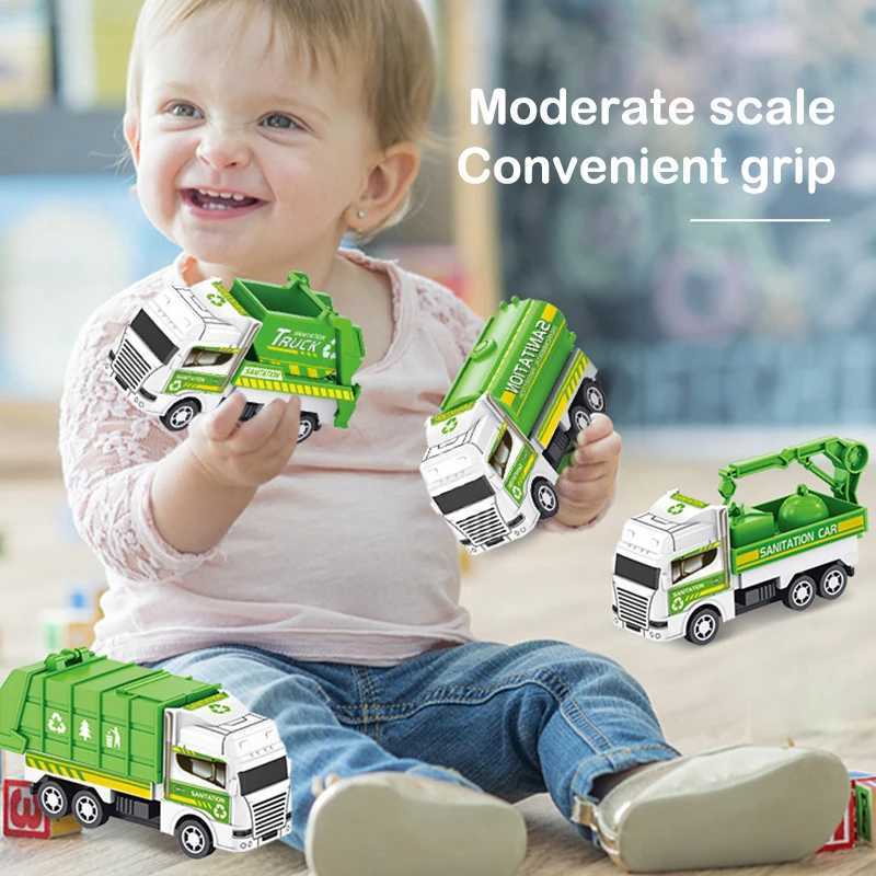 1pc Kids Toys Car Inertia Sanitation Truck Models Pull Back Military Engineering Vehicle Fire Engine Boys Toys For Children Gift J251129