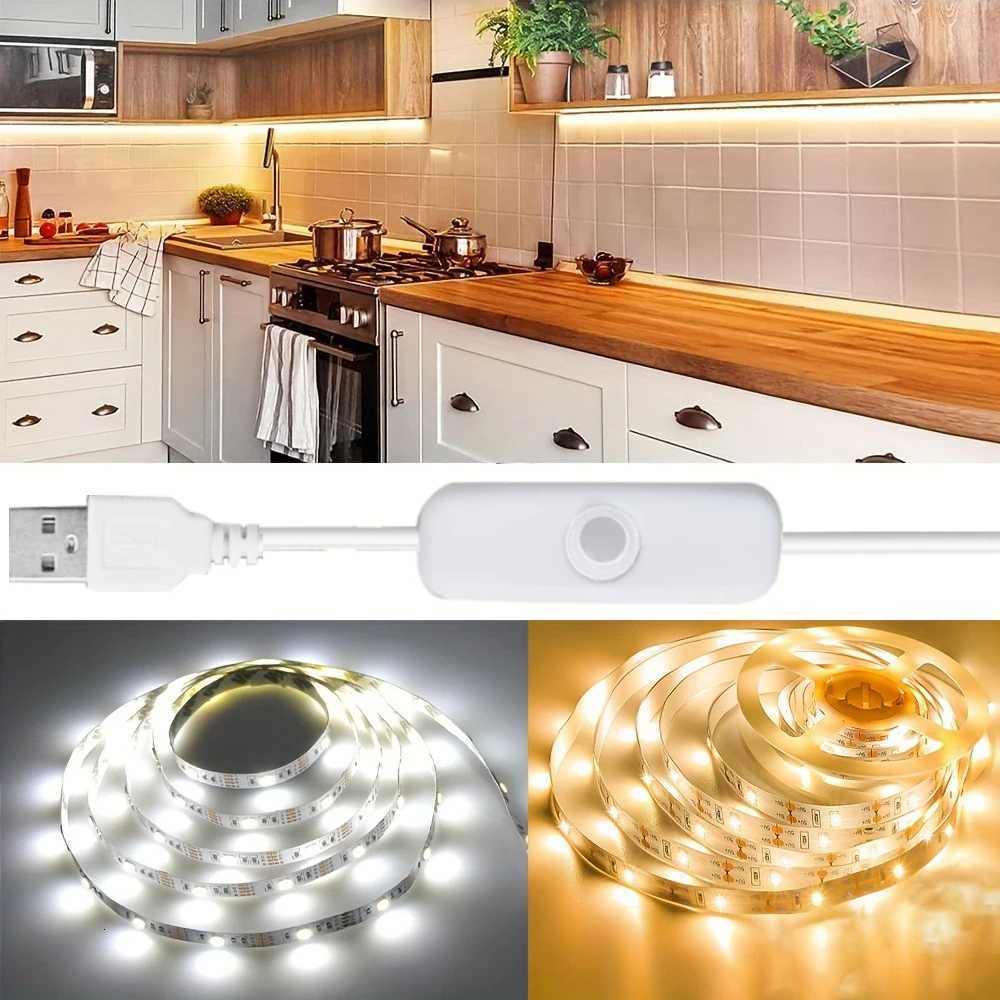 5V USB LED Strips SMD2835 White Warm Under Cabinet Lights Strip TV Background Lighting Tape Home Decor LED Flexible Ribbon Tape M251129