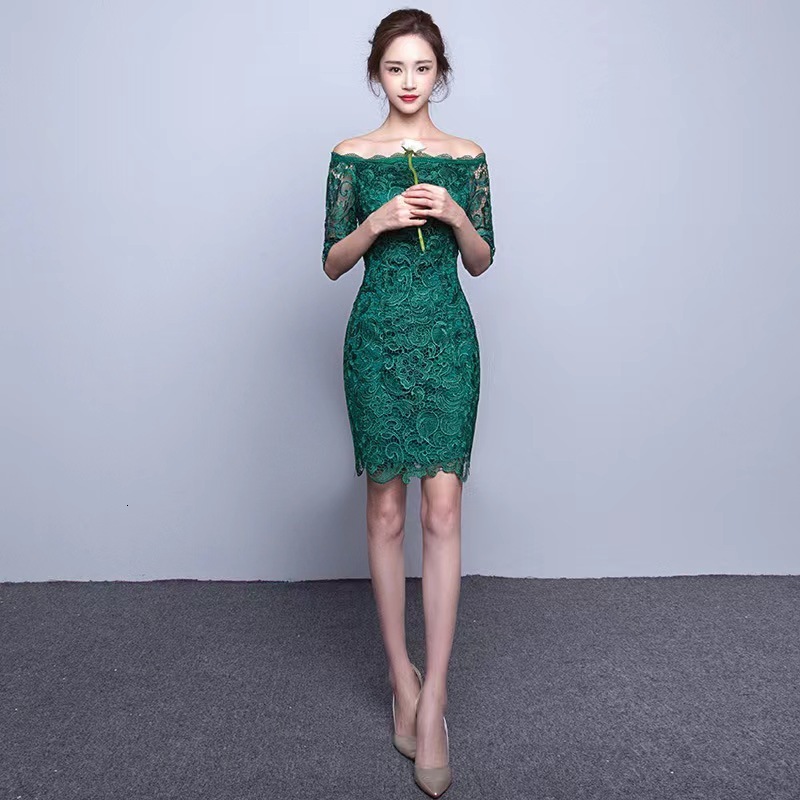 Party Dresses Lace elegant half sleeves mermaid vestidos de fiesta noche prom party Evening robe soiree Autumn short 221128