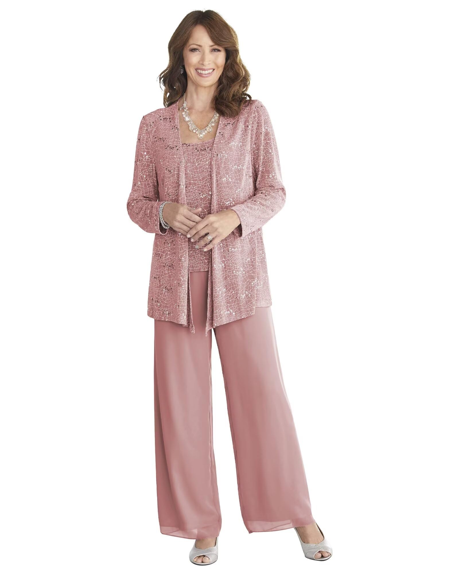Grandmother Pantsuits Women's Wedding Jumpsuit 3 Pieces Mother of The Bride Dresses Pant Suits with Jacket for Wedding