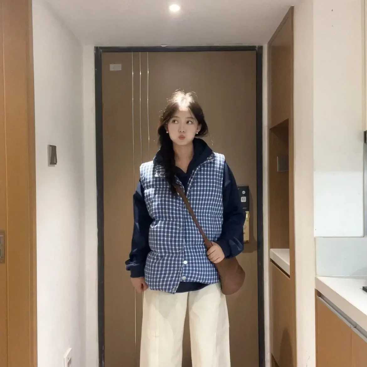 Lattice Womens Padded Cotton Vests Blue Korean Style Clothes Fashion 2025 Lady Giletes Insulated Demi-season Warm Trend ColdT251129