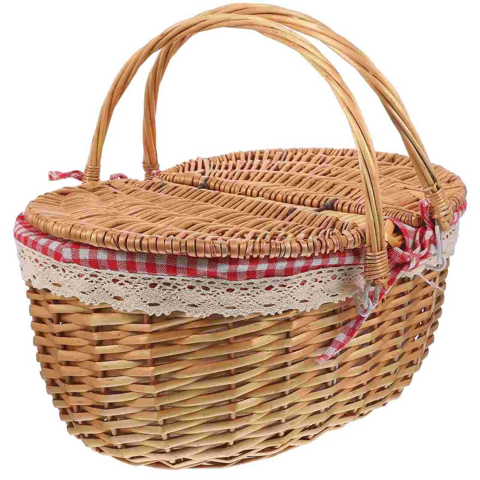 Cesto Di Vimini Con Manici Cestini Carini Per Regali Coperchio Da Picnic Intrec…