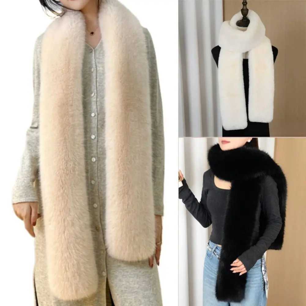 Vintage 180cm Fake Fur Long Scarf Soft Plush Fur Decor Winter Fluffy Scarf Thick Luxury Wraps Shawl PartyJ251129
