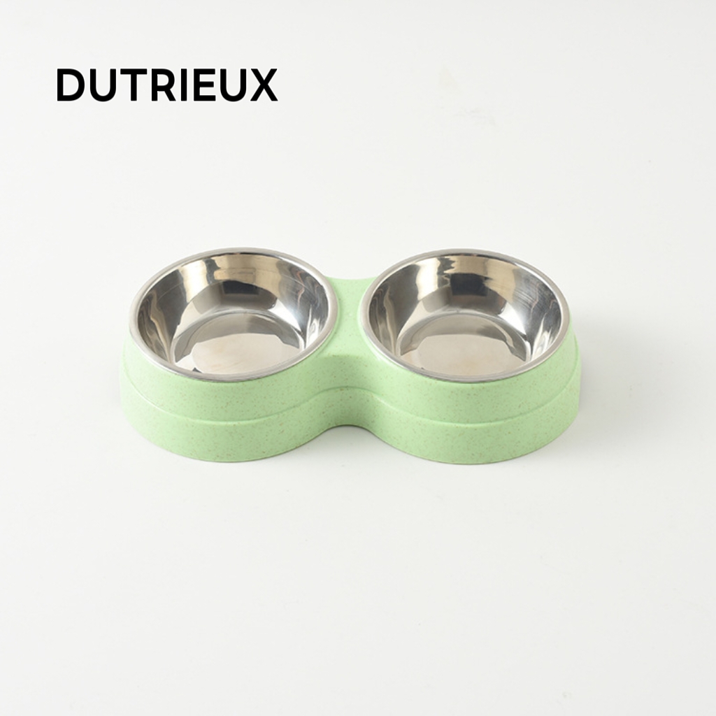 H1627 Double water bowl for pets, stainless steel dog food bowl, cat and dog water feeder in one.