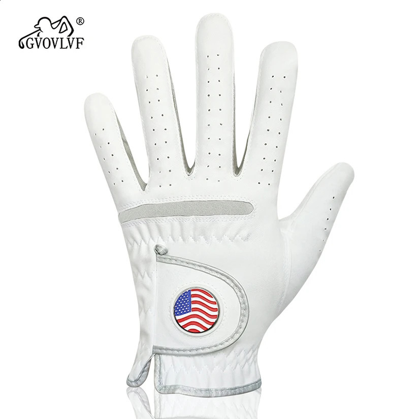 Mens Golf Glove Breathable Golf Gloves With Magnetic Marker Replaceable White Glove American Flag Pattern 250428