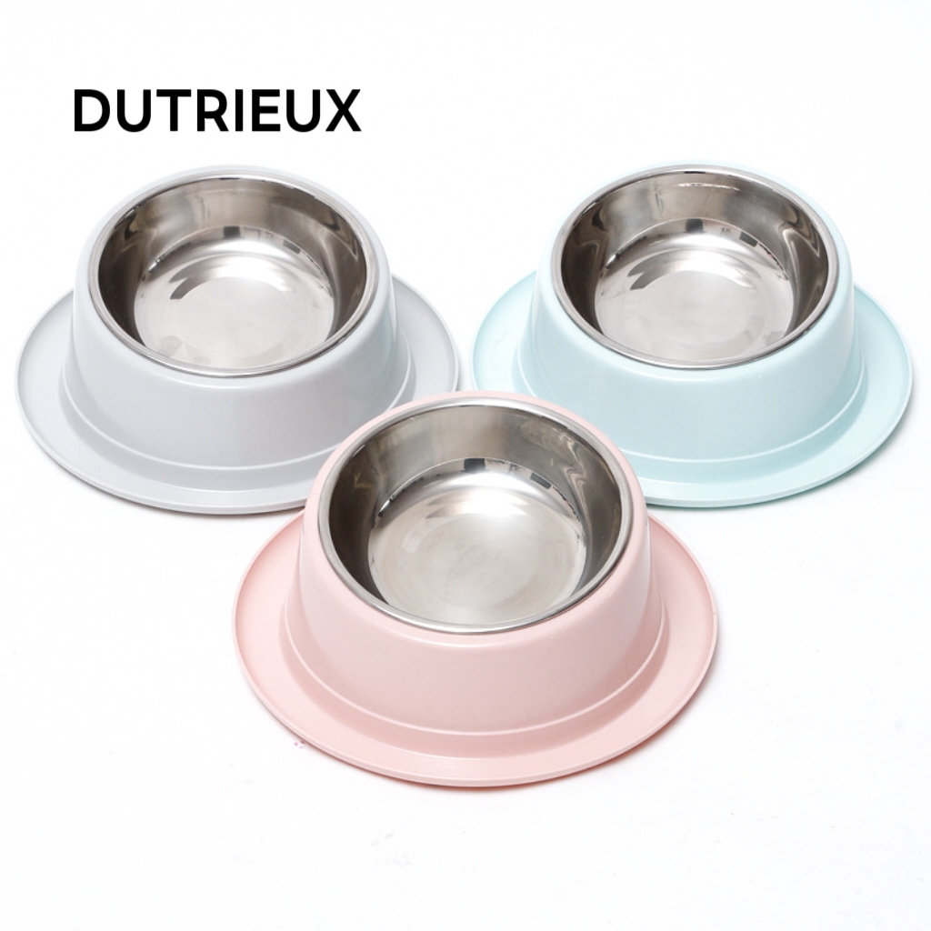 KK58 New double pet food and water bowl, made of corrosion-resistant stainless steel, suitable for cats and dogs.