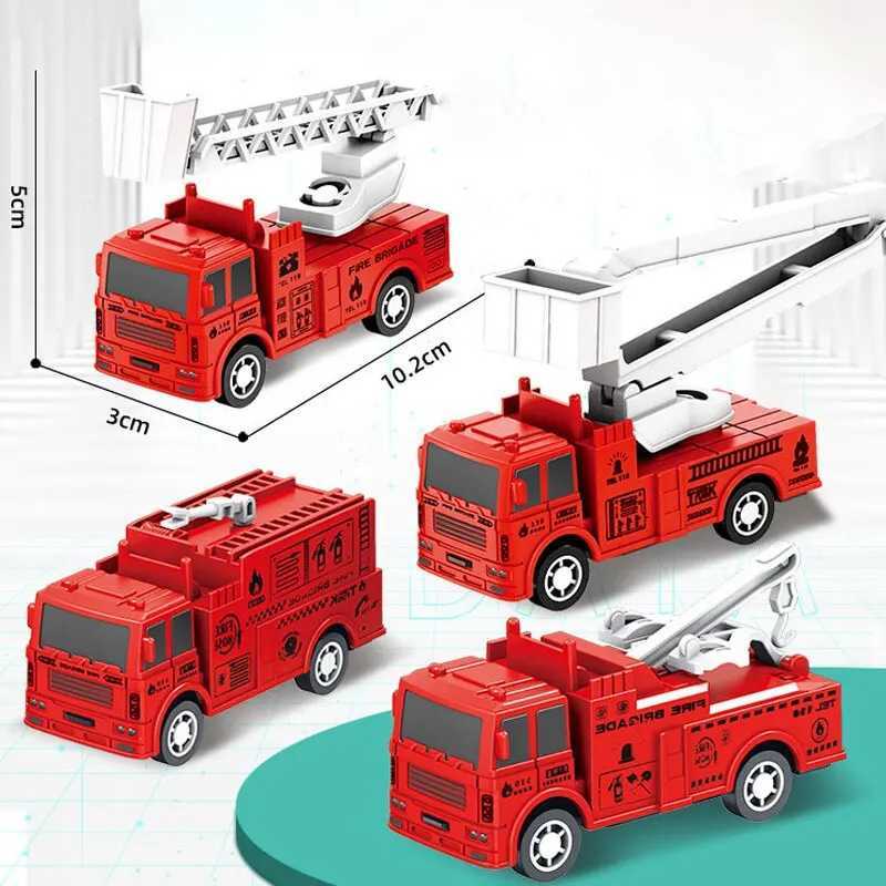 4 Pcs Small Rebound Truck for Children Pull Back Ladder Fire Fighting Toy Car Model Educational Cars J251129