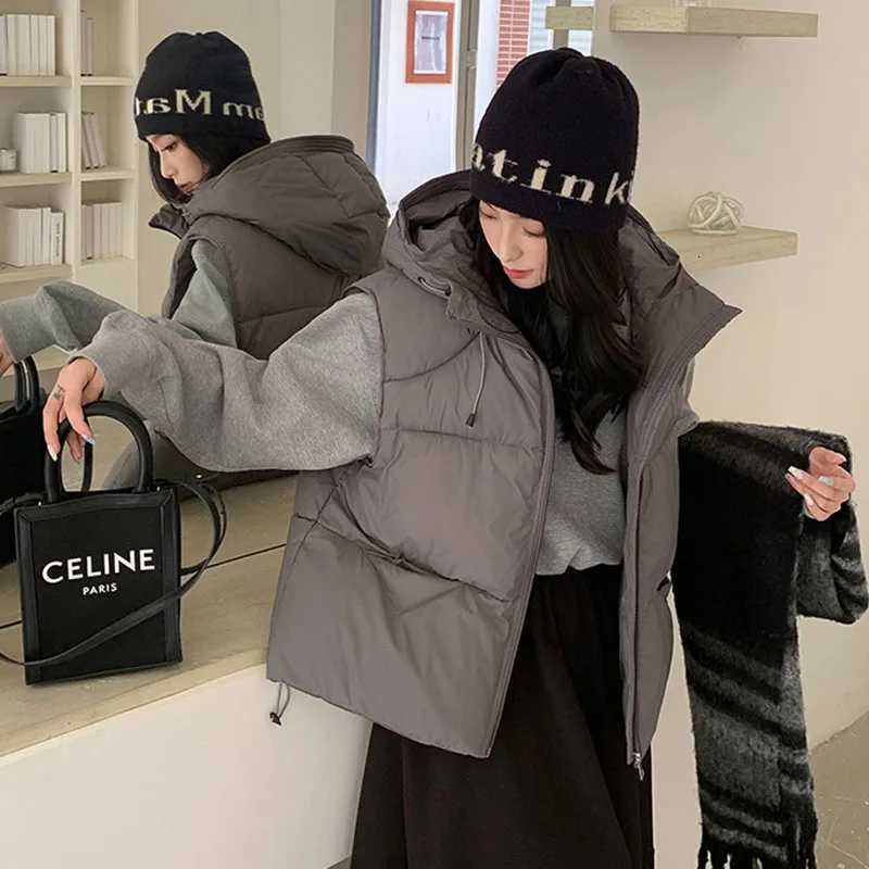 Women Coat Down Cotton Vest Womens 2025 Autumn Winter New Korean Style Loose Cotton Waistcoat Solid Color Women Waistcoat H530T251129