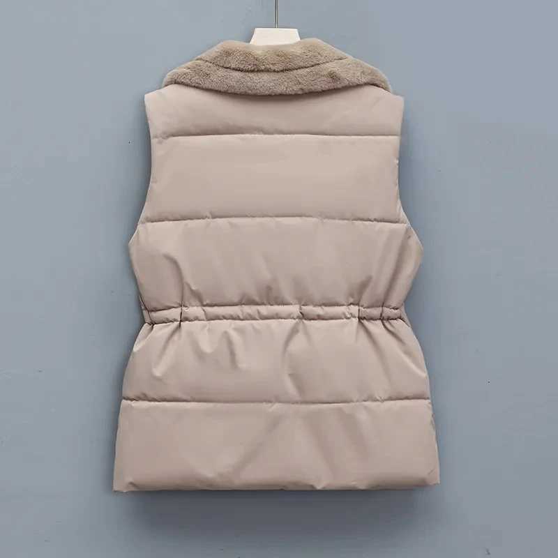 Fur fur integrated Down cotton Vest Jacket Womens 2025 New Autumn Winter Fashion Suit collar Waistcoat Female Short JacketsT251129