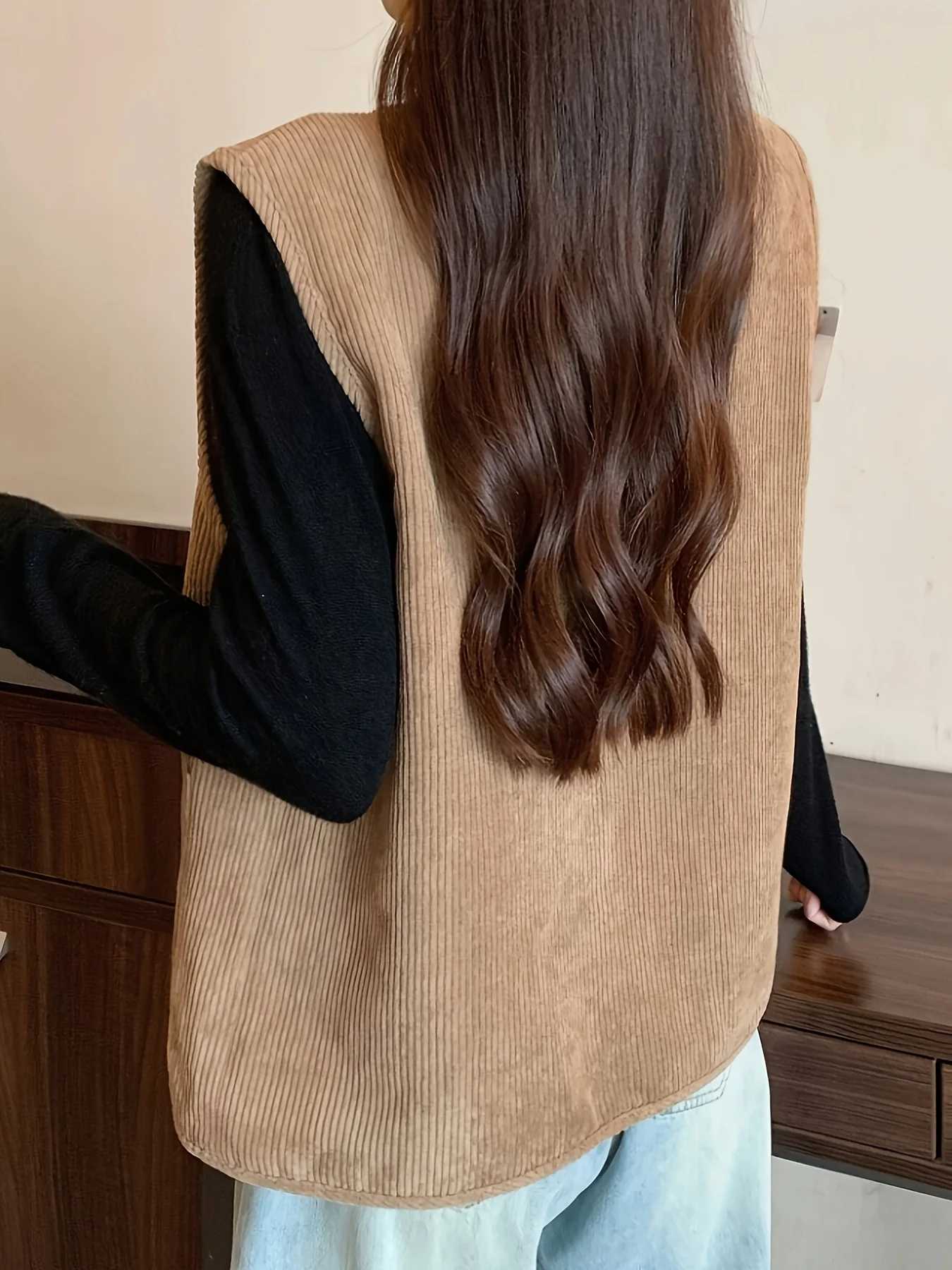 Womens Elegant Fleece-Lined Thickened Vest Autumn and Winter Fashionable Womens Clothing Comfortable and Soft Fabric Fashionable JacketT251129