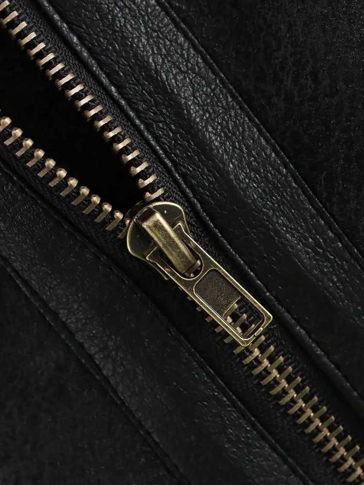 HH Autumn Winter Women Fashion Faux Leather Fleece Vest Top Vintage Sleeveless Outerwear Thick Warm Zipper Waistcoats CoatT251129