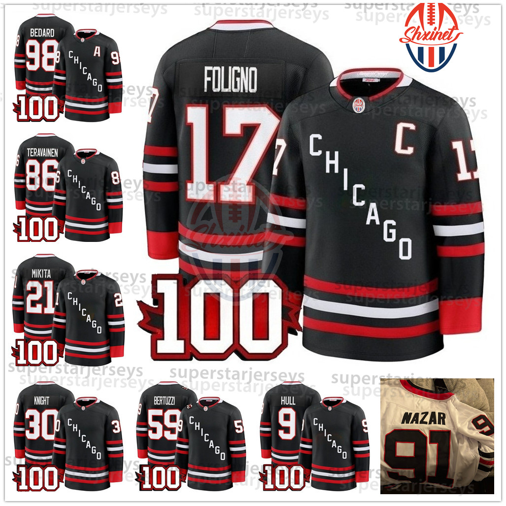 2025-26 Hockey Jersey 100th Bedard Nazar Burakovsky Bertuzzi Donato Teravainen Levshunov Mikheyev Crevier Sweater Custom Double-Reinforced Stitched