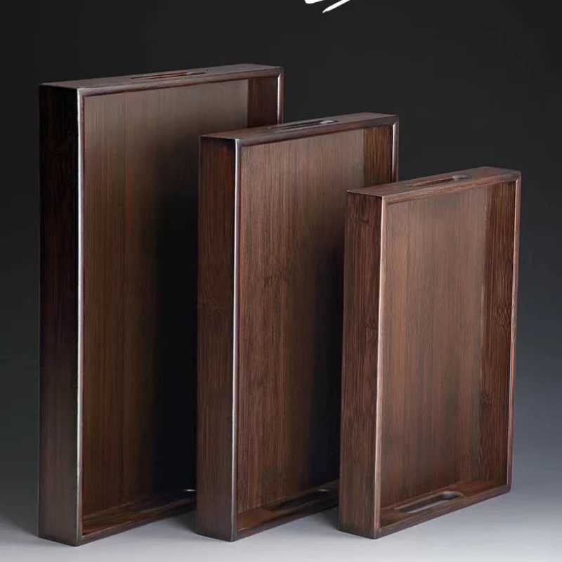 Bamboo Tray with Handle4 Sizes Japanese Style Dry Brewed Tea Tray Thickened Barbecue Bamboo Tray Home Restaurant Tea Set Tray Y251129
