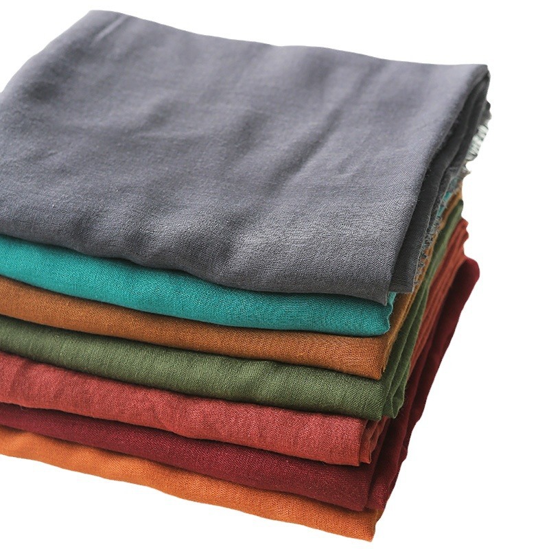K762 Pure color imitation cotton and linen travel scarf for women Spring and summer new retro monochrome gauze scarf sunscreen long scarf shawl gift