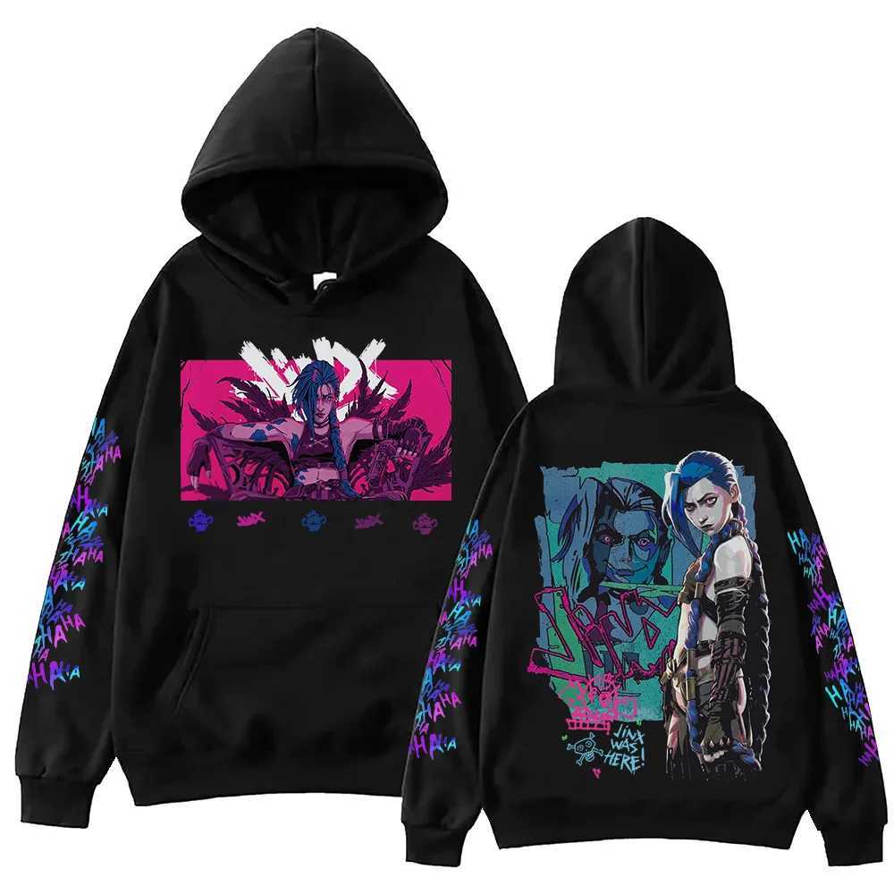 Hot Anime Jinx Arcane Hoodie Harajuku Hip Hop Zipper Top Pop Music Sportswear Fan Gift W250429