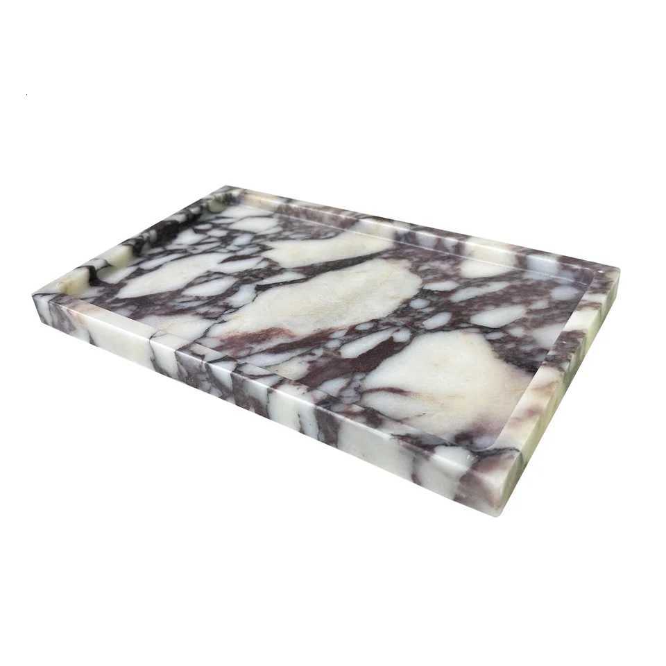 Natural Marble Vanity Tray 10x6 Genuine Calacatta Viola Marble Stone Tray for Bathroom/Kitchen/Dresser Y251129