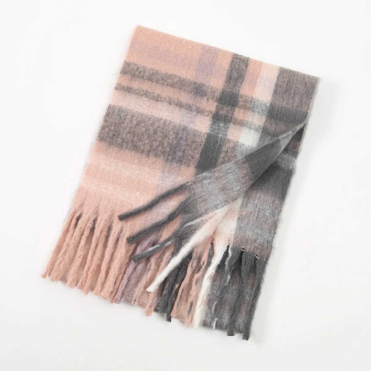 Plaid Striped Tassels Cashmere Scarf For Woman Winter Outdoor Keep Warm Shawls Lady Fashion Long Wraps Thick 20040cmJ251129
