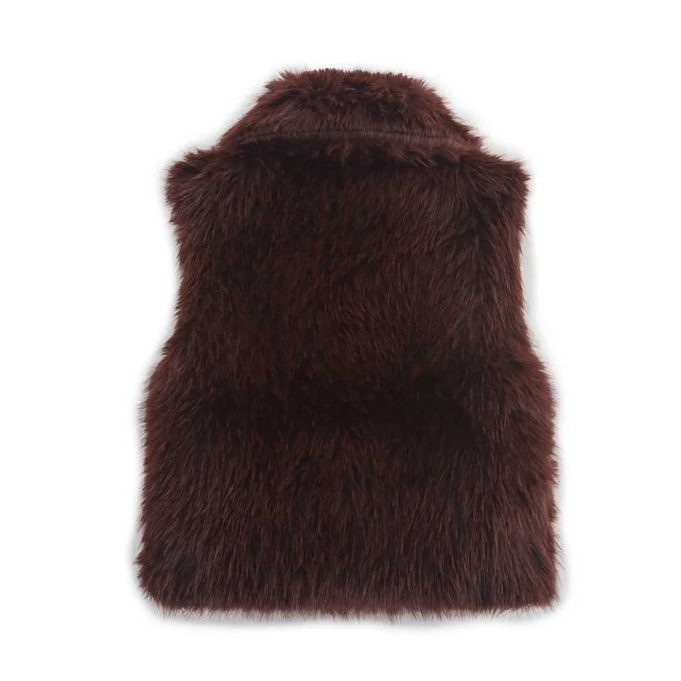 2025 Autumn Solid Womens Thick Warm Faux Fur Waistcoat Sleeveless Lapel Collar Front Hook Female Outerwear Fashion Chic Vest ToT251129