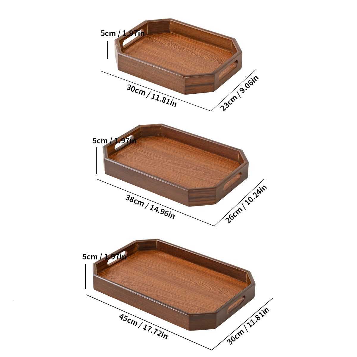 1pc Solid Wood Storage Tray With Hollow Handle For Living Rooms Bedrooms Sofas And Outdoor Activities Y251129