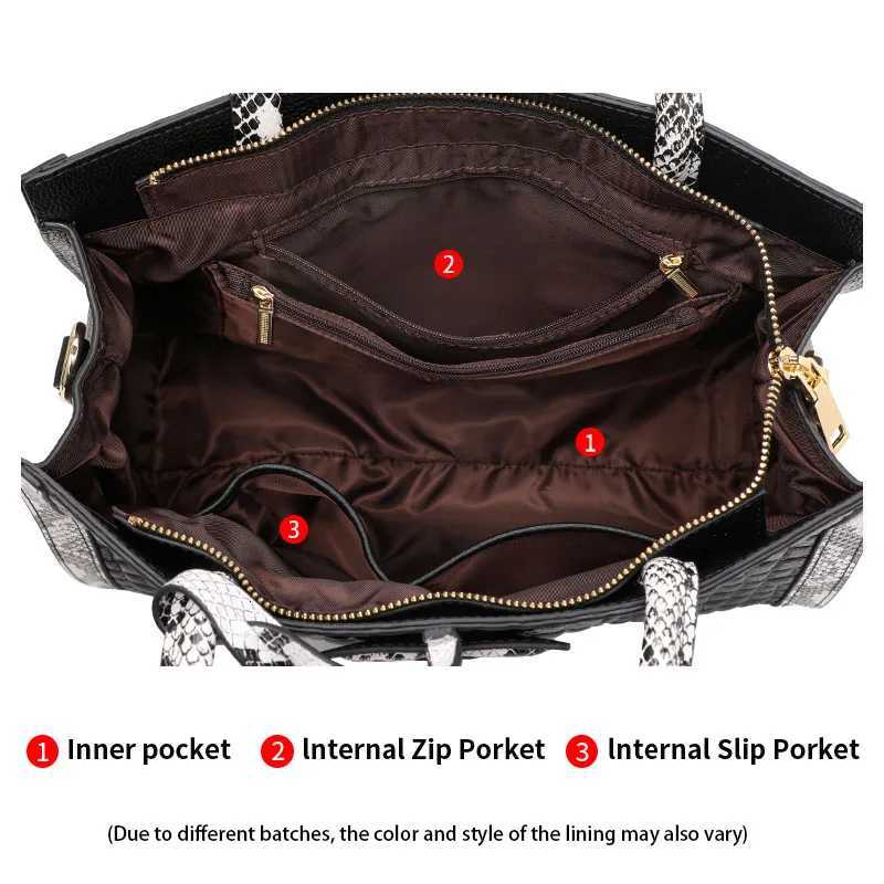 Aidrani New Womens Black Handbag Cowhide material with Stone Pattern Fashionable Elegant and Large Capacity K251128