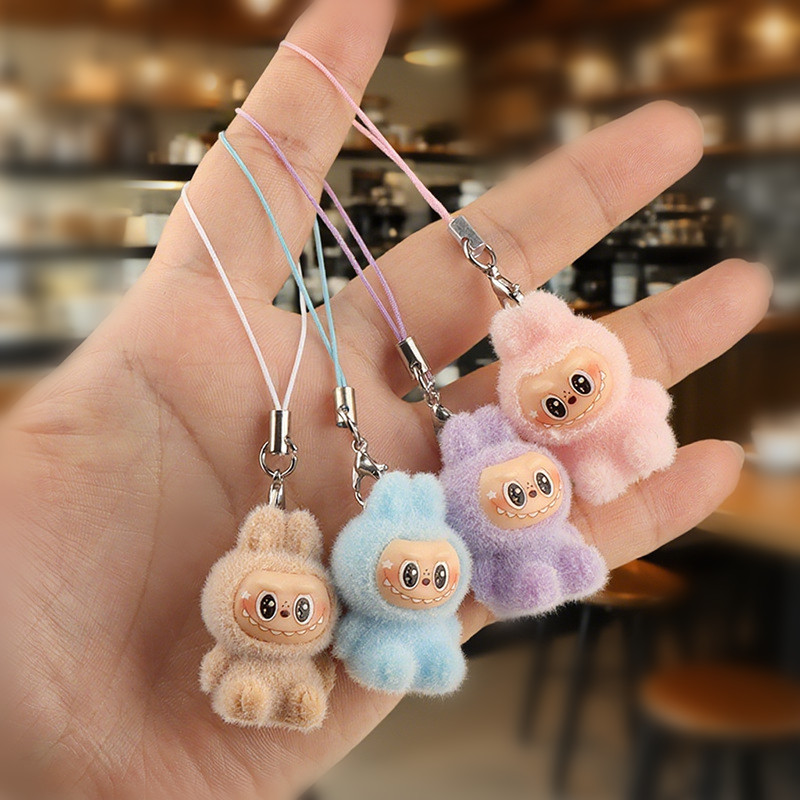 Designer Keychain Luxury Labubu Doll Ornament Bag Charms Cute Mini labubu Key Chains Plush Toy Keychain Bag Pendant Phone Lanyards Kids Dolls Factory direct sale
