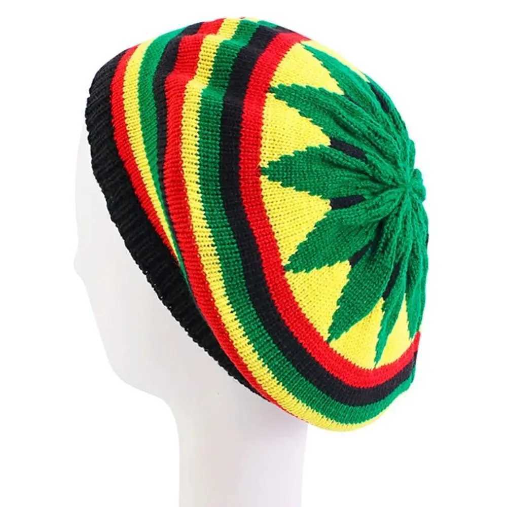New Jamaican Reggae Loose Knitted Beanie Warm Wool Knitted Rainbow Hat Soft Skullcap Beanies CapXJ251129