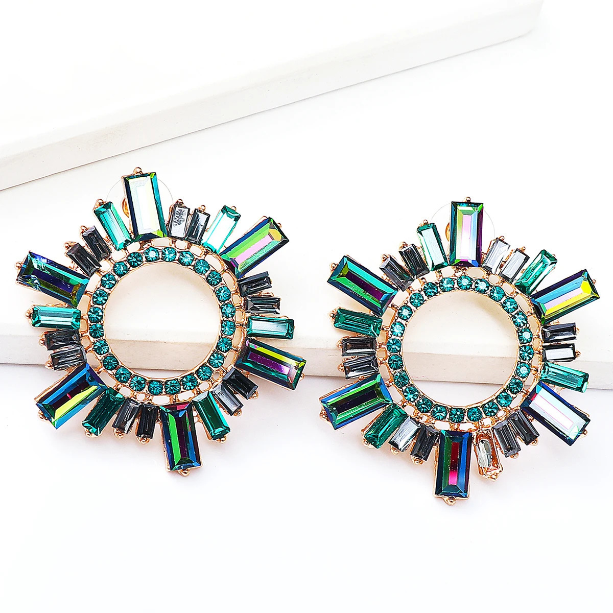 Trend Rhinestone Floral Drop Earrings for Women Dinner Wedding Accessories Fashion Statement Jewelry 251128