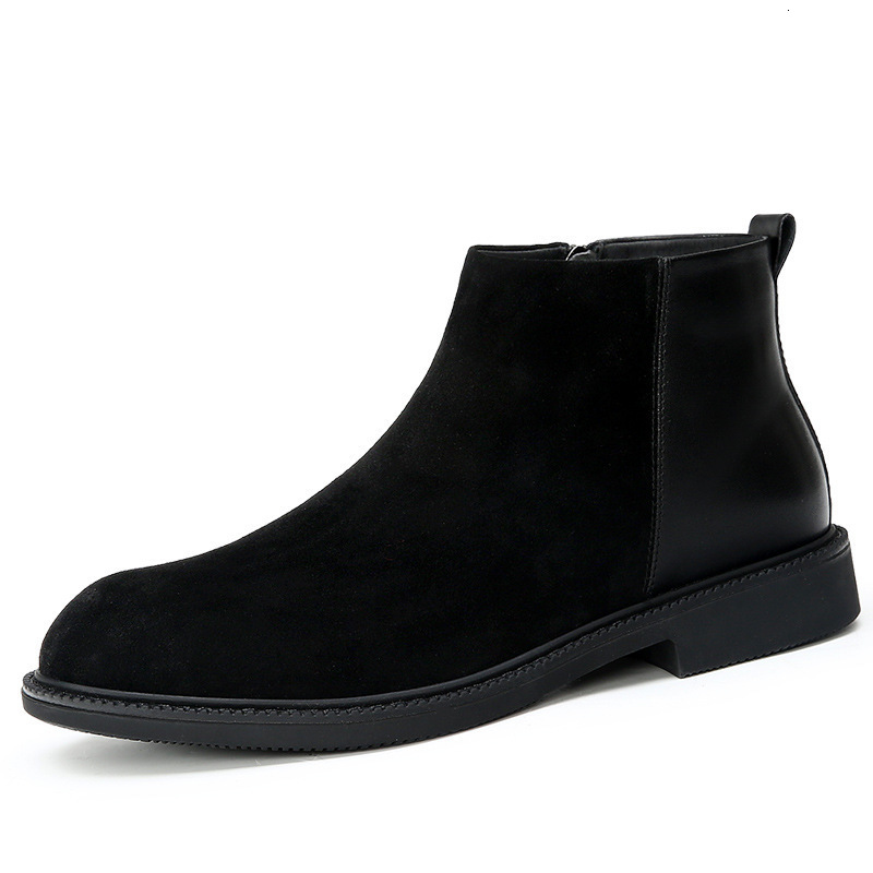 Autumn Winter High Top Mens Short Boots Warm and Velvet Korean Edition Splicing Casual Versatile Martin Boots 240615