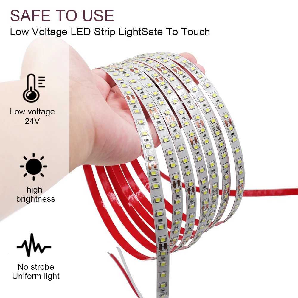 12V 24V 5m 10m 20m 50m 100m LED Strip Light 2835 120 LEDs Flexible Tape Bright 8mm PCB 13 Colors Home Decoration Not Waterproof M251129