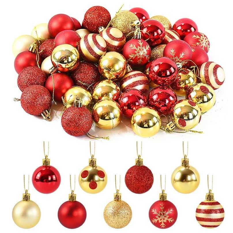 50Pcs/box Christmas Tree Balls Ornament Red Gold Hanging Bauble Pendant 2026 Christmas Decoration for Home 2026 New Year Gifts L2511285CHH