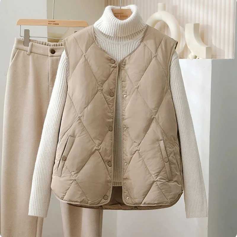 Lazy Wind Female Loose Puffer Sleeveless Jacket Autumn Ladies Waistcoat Korean Women Fashion Thin Down Cotton Vest CoatT251129