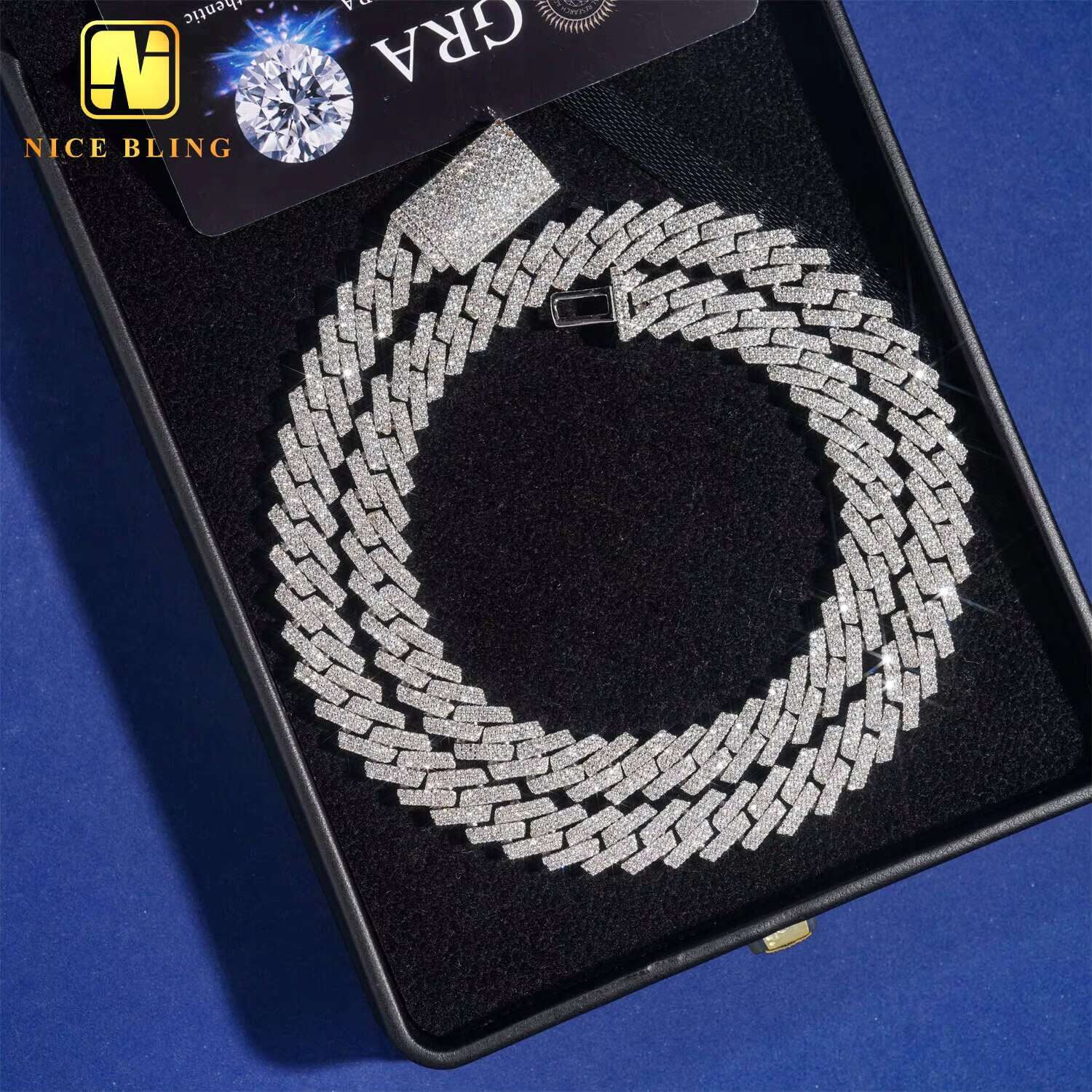 10mm Hip Hop Necklace Fashion Style S Vvs Iced Out Jewelry Moissanite Dia Cuban Link Chain