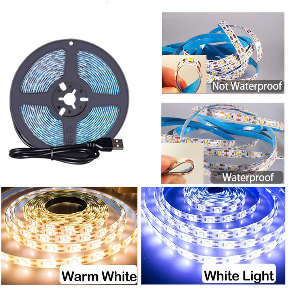 USB 5V LED Light Strips DC5V SMD2835 white/Warm white TV Background Lighting Flexible Ribbon Tape Waterproof LED decor lamp M251129