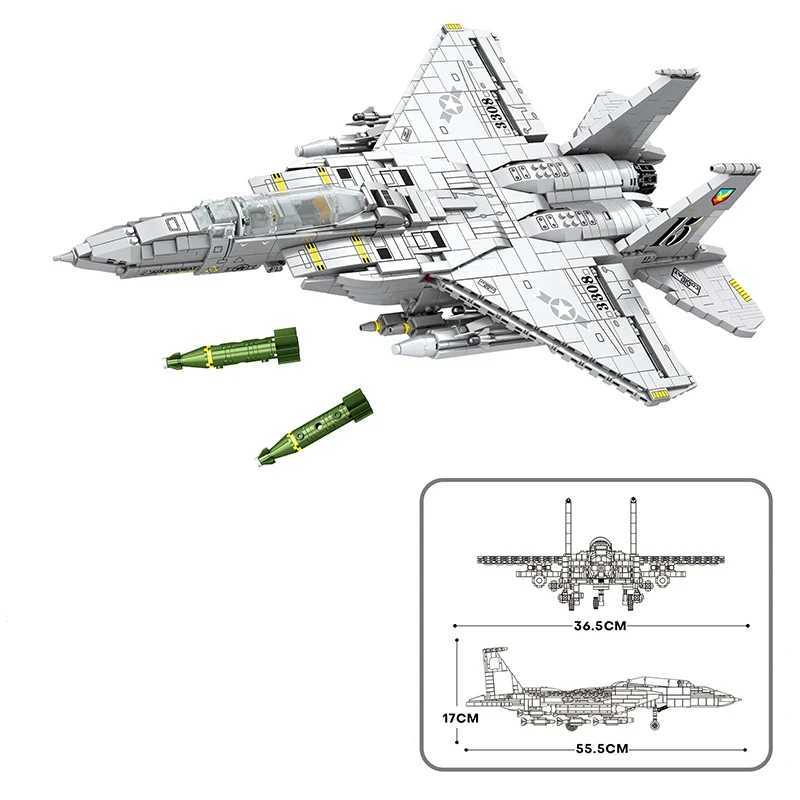 2216PCS Military F-15 Strike Eagle Fighter Building Blocks Cruise Air Force Bomber Model Bricks Collect New Year Gifts Kids Toys J251129