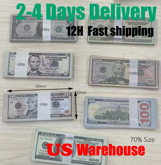 Fake Money Movie Prop Money For Party Supplie 10 20 50 100 US Dollar Euros pound Realistic Money Toy Bar Prop Copy Currency Faux-billets 100 PCS/Pack 130*55mm 70% Size