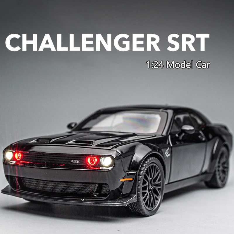 124 Simulated Srt Challenger Alloy Car Model Sound And Light Pull Back Toy Car Metal Sports Car Boys Collection Ornaments Gift J251129
