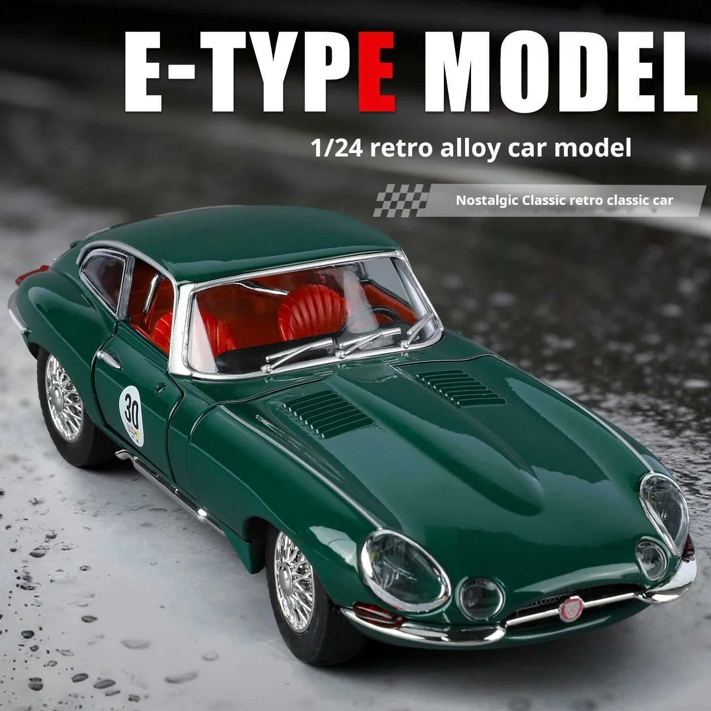 Alloy model car Retro 124 Jaguar E-TYPE Diecast car Model with Sound Light Pull Back Boys Gift collectible ornaments toys J251129